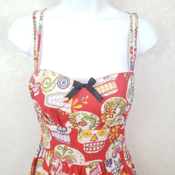 Golightly Pin Up Retro Sugar Skull Halloween Dress - Picture 2 of 4
